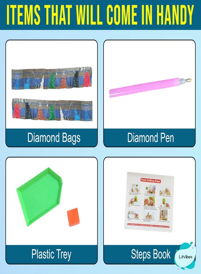 LitVibes DIY Diamond Painting 5D Stickers,Mosaic Diamond Stickers Art and Craft kit for Kids & Children - (Cute Designs) - Image 2